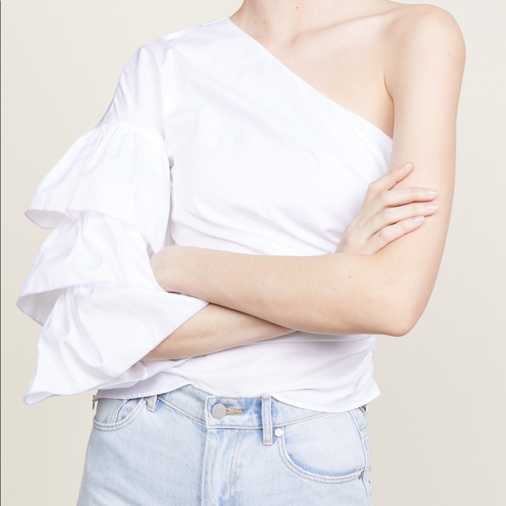 NWT Petersyn one shoulder ruffle blouse